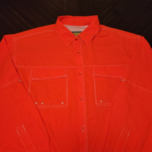 Cabelas Mens Tourney Trail Perforance Fishing Shirt Vermillion Large NWT - Picture 2 of 16